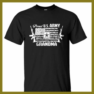 Proud US Army Grandma Black T-shirt with Air Force Logo USA Flag 100% cotton  - Picture 1 of 2