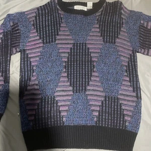 VTG Method Sweater Men Size Large Multicolor Long Sleeve Funky Geek Grandpa Knit - Picture 1 of 7