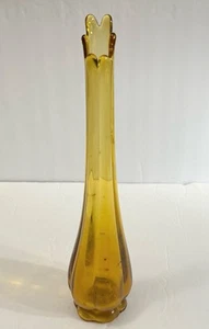 Vintage MCM L E Smith Petal Amber Swung Vase 12” - Picture 1 of 7