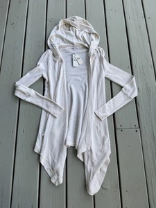 New Splendid Sweater Women Size Small Thermal Flight Hooded Cardigan Cream - Picture 1 of 7