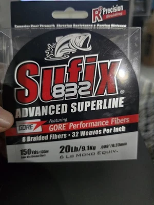 Trenza Sufix 832 Advanced Superline Lo-Vis Verde 150 Yardas Seleccionar Lb Prueba Foto 1 de 4