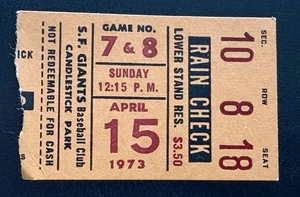 1973 Joe Morgan 5 gestohlene Basen & 2 Stunden Ticket Stub SF Giants v. Cincinnati Reds - Bild 1 von 6