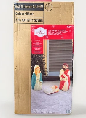 Belén Holiday Time 28" 3 Piezas Sagrada Familia Iluminado Molde Soplado Conjunto Nuevo Foto 1 de 2