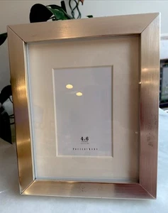 Pottery Barn 4x6  Heavy Silver Photo Frame  with Mat Easel Back EUC - Picture 1 of 4