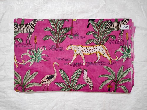 VETEMENTS Tessuto artigianale indiano 100% cotone rosa foresta sartoria cucito corsa 7 iarde US