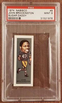 1974 Nabisco Sugar Daddy #8 John Brockington Packers Football Card PSA 9 Mint - Image 1 of 2