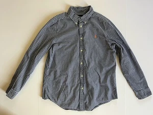 Ralph Lauren Pony blau weiß Knopfleiste Kragen Hemd Jugend Junge Größe XL 18-20 - Bild 1 von 5