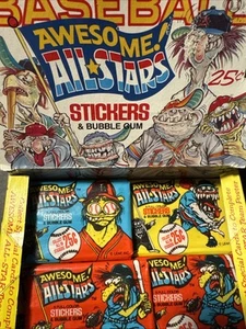(2) Confezioni Carte Collezionabili Adesivi Sigillati 1989 Leaf Awesome All-Stars - Foto 1 di 2