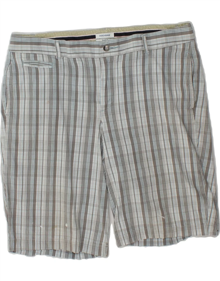 DOCKERS Womens Favorite Fit Chino Shorts US 12 Large W34 Grey Check Cotton CL05 - Image 1 of 4
