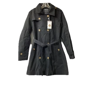 Chrisuno Damen Zweireiher Langer Trenchcoat Mittellang Gürtel Schwarz Large - Bild 1 von 5
