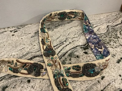 Chan Luu Velvet Beaded Sequin embellished  Wrap Belt Whimsical - Image 1 of 4