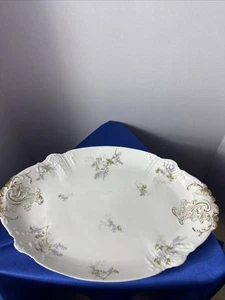 Vintage Theodore Haviland Limoges Platter Purple Floral Design 16 x 11 GDM - Picture 1 of 9