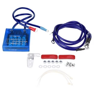 Car Fuel Saver Voltage Stabilizer Regulator Kit W/ 3 Earth Ground Cables Blue - Picture 1 of 11