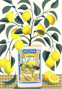 PRINTER JOHNSON GREETING CARDS Lemon Tree BIRTHDAY BLANK ILLUSTRATED ART - Picture 1 of 8