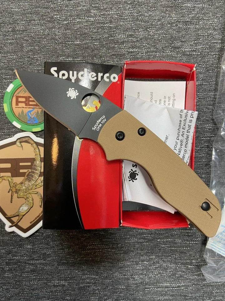 🔥🦂Spyderco REC Exclusivo Lil Nativo Coyote Marrón G10 Negro DLC 10V Escorpión📬 Foto 1 de 4