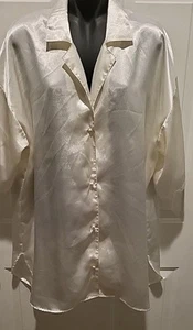 Victoria's Secret VTG Gold Label Lingerie Sleep Shirt Nightgown Ivory Satin L - Picture 1 of 5