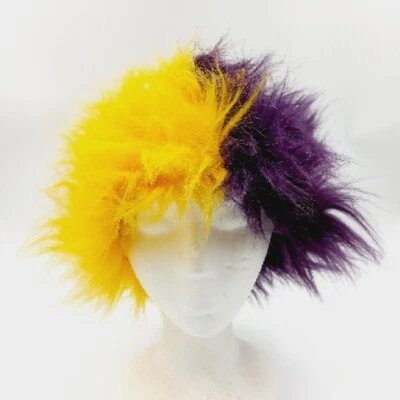 Новый из старых запасов винтажный комбинированный цвет парик Lakers золото и фиолетовый 2 тона меховой шляпа крышка - Изображение 1 из 4