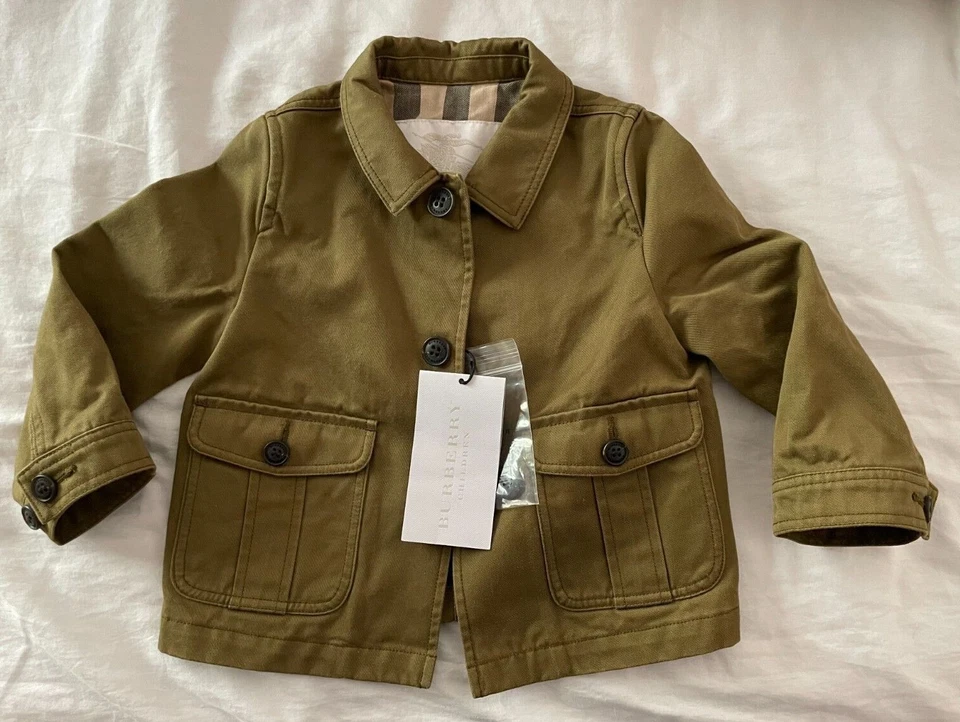 Chaqueta Burberry Niños Oliva Algodón Lona Talla 12M 12 Meses 80 cm Nueva Con Etiquetas Nueva Foto 1 de 4