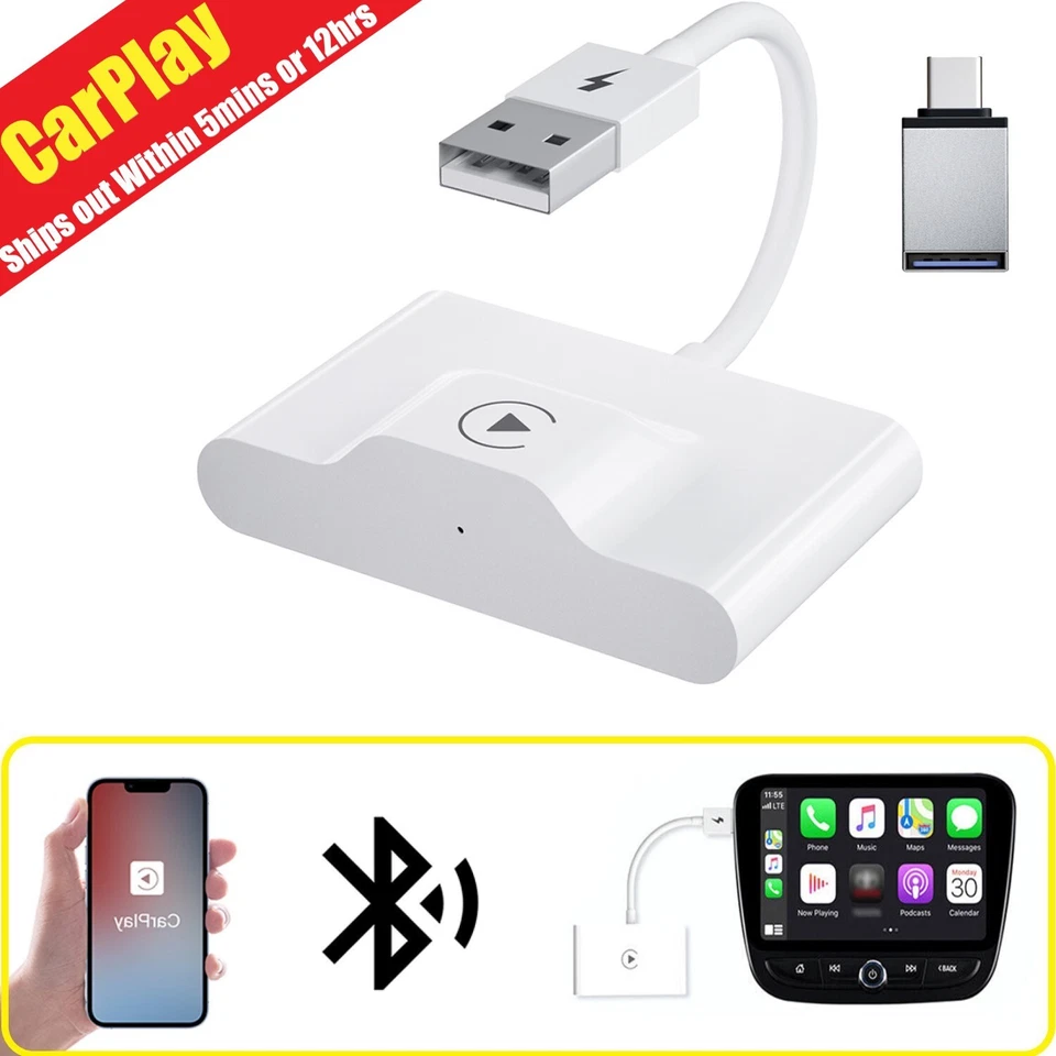 Wireless CarPlay Adapter Auto Car converter Plug Play 5GHz WiFi  BOX Player - Image 1 of 4