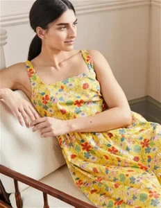 BODEN Violet Square Neck Midi Dress YELLOW FLORAL UK 10P BRAND NEW D0124 D10 - Picture 1 of 4