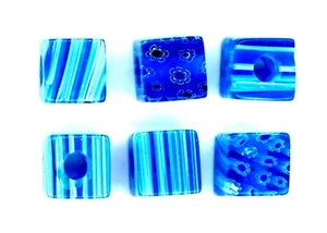 6 colorful BEADS, 4mm hole, 12 x 12 mm, beautiful color on all sides - Picture 1 of 1