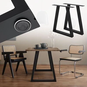 Tischbeine Tischgestell Trapez-Design Industriedesign Stahl 60 x 72 cm Schwarz - Bild 1 von 7