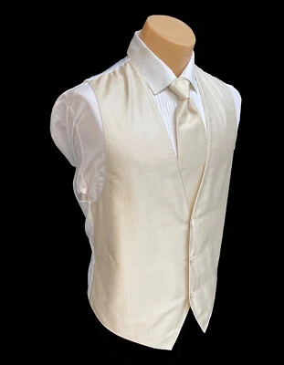 Men's Sandstone Tan Tuxedo Vest & Long Tie Wedding Groom Prom Medium M - Image 1 of 4