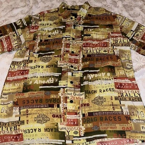 Harley Davidson Shirt Mens Large All Over Print Rayon Short Sleeve - Picture 1 of 5