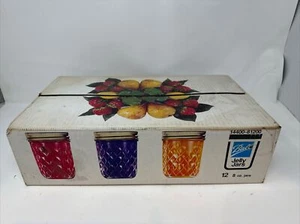 12 Vintage Kugel Gesteppt Kristall Einmachen Gelee Gläser 8oz. Glas VERSIEGELTE BOX - Bild 1 von 5