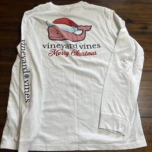 Vineyard Vines Frohe Weihnachten weißes Langarm Wal T-Shirt Large (16) - Bild 1 von 9