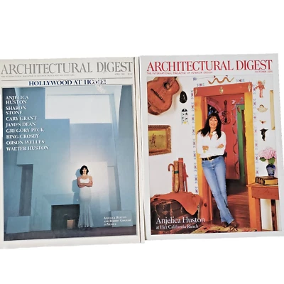 2 ARCHITECTURAL DIGEST MAGAZINES ANJELICA HUSTON 1996, 2005 - Image 1 of 4