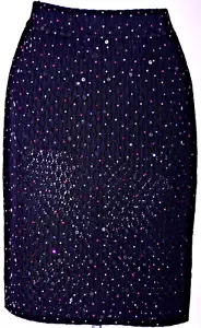 ST.JOHN Women's Knit Black With Multicolor Sequins Throughout Shimmer Skirt Sz 2 - Picture 1 of 3