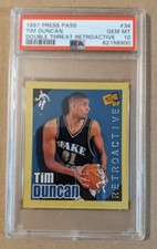 1997 PRESS PASS DOUBLE THREAT RETROACTIVE #34 TIM DUNCAN PSA 10 GEM MINT POP 23