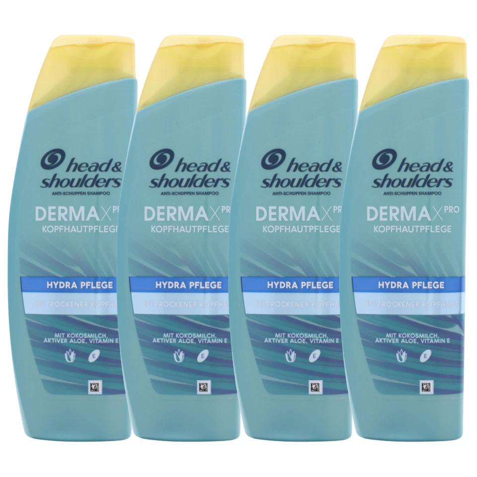 4 x Head & Shoulders DERMAXPRO Hydra Pflege Anti Schuppen Shampoo je 225ml
