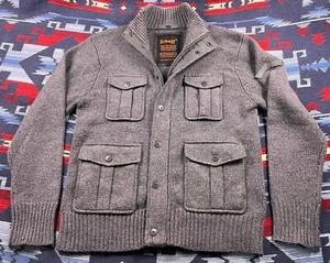 Schott Bros NYC Army Type MA-7 AER Garment Sweater Jacket Full Zip Wool Blend L - Picture 1 of 15