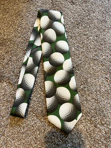 Ralph Marlin Golf Green With Golf Balls Golfing Men's Necktie Tie - Picture 1 of 2