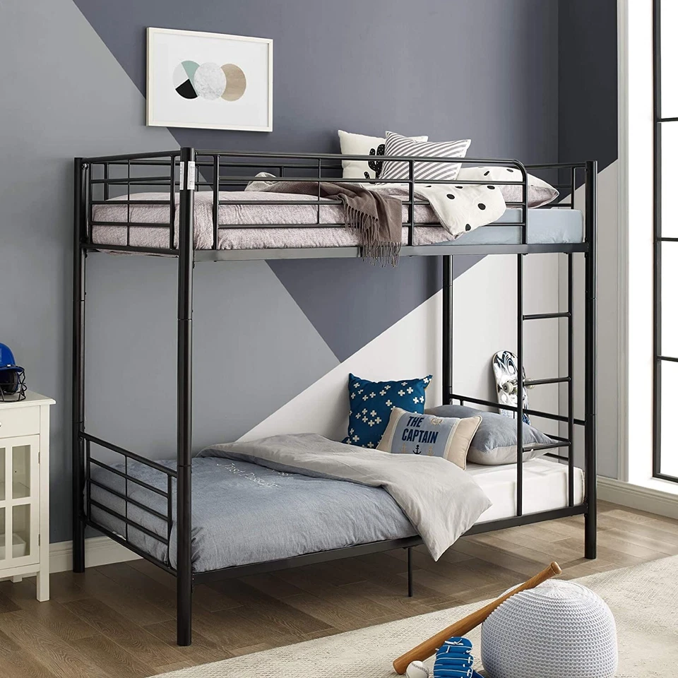 Urban Industrial Twin over Twin Metal Bunk Bed, Twin over Twin, Black - Image 1 of 4