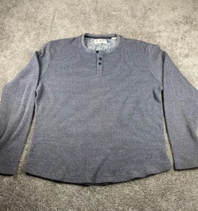 Penguin Munsingwear Herren Blau Baumwolle Waffel Strick Pullover Henley Shirt Gr. XL - Bild 1 von 10