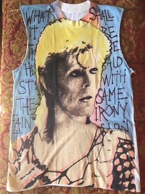 VERDADERA DE COLECCIÓN Camisa Estampada David Bowie Mosquitohead Años 80 Quinta Columna Iggy Pop Foto 1 de 4