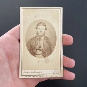 CDV Cabinet Studio Card Photograph Studio c1870s GoldRush Benson Stevenson Vic - Picture 1 of 2