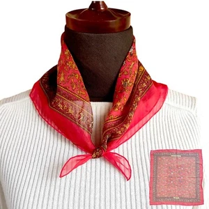 Hermes Chasse en Inde Carre 45 Silk 100% muslin Scarf Vintage Rare model Red - Picture 1 of 16