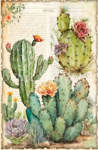 Bloque de tela de algodón de costura artesanal de cactus y suculentas collage #10 de colección - Imagen 1 de 1