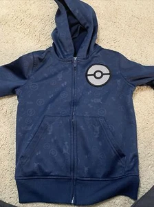 Kids Size 4 Pokemon Applique Patch Zip Hoodie Blue - Picture 1 of 5