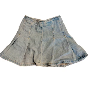 Zara girl's blue jean denim skirt pleated adjustable waist sz 7 - Picture 1 of 9