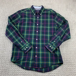 Tommy Hilfiger Shirt Men Medium Green Multicolor Plaid Button Down Long Sleeve - Picture 1 of 10
