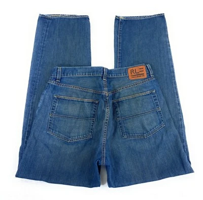 Мужские свободные джинсы RL Polo Jean Co. из 100% хлопка искусственно состаренные синие *34x33* - Изображение 1 из 4
