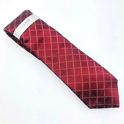 Corbata de cuello ajustada roja seda rejilla Alfani Belbrook accesorio regular para hombre precio de venta sugerido por el fabricante $55 nueva con etiquetas Foto 1 de 4