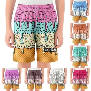 Kids Baseball Shorts Boys Girls Summer Casual Elastic Waist Comfortable Shorts - Picture 1 of 17