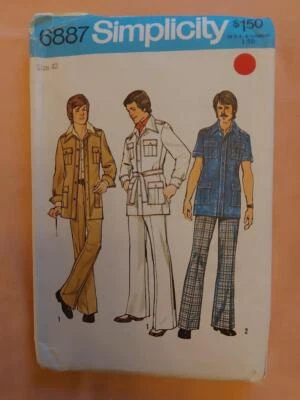 Simplicity 6887 Vintage Men's' Unlined Jacket & Pants Pattern Size 40 - Image 1 of 2
