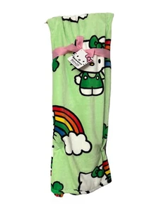 NEW Green Hello Kitty Rainbow St Patrick Day Throw Blanket 60x70 - Picture 1 of 2